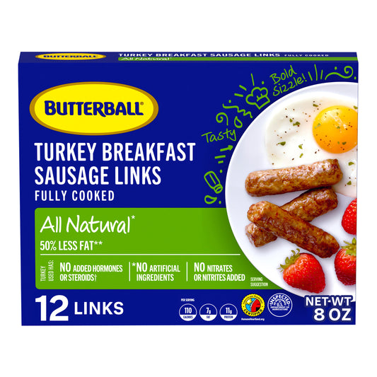 Butterball All Natural Turkey Breakfast Sausage Links, 12 Links