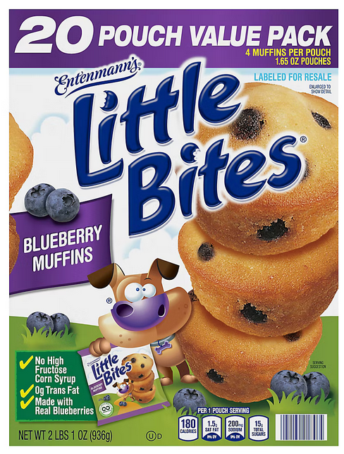 ENTENMANN LITTLE BITES BLUEBERRY MUFFINS 2lb, 20 pouches