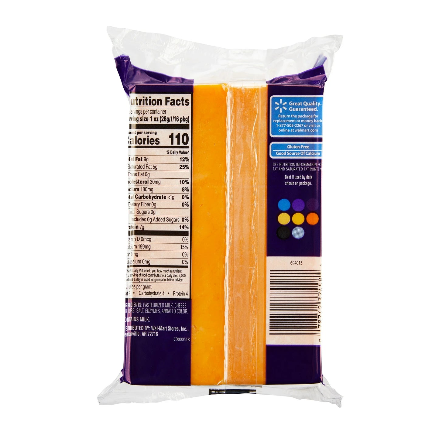 Great Value Mild Cheddar Cheese, 16oz Block (Plastic Packaging)