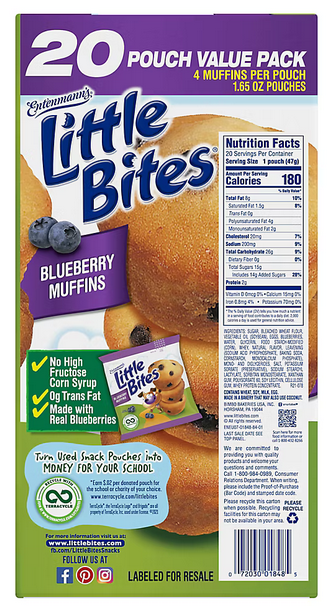 ENTENMANN LITTLE BITES BLUEBERRY MUFFINS 2lb, 20 pouches