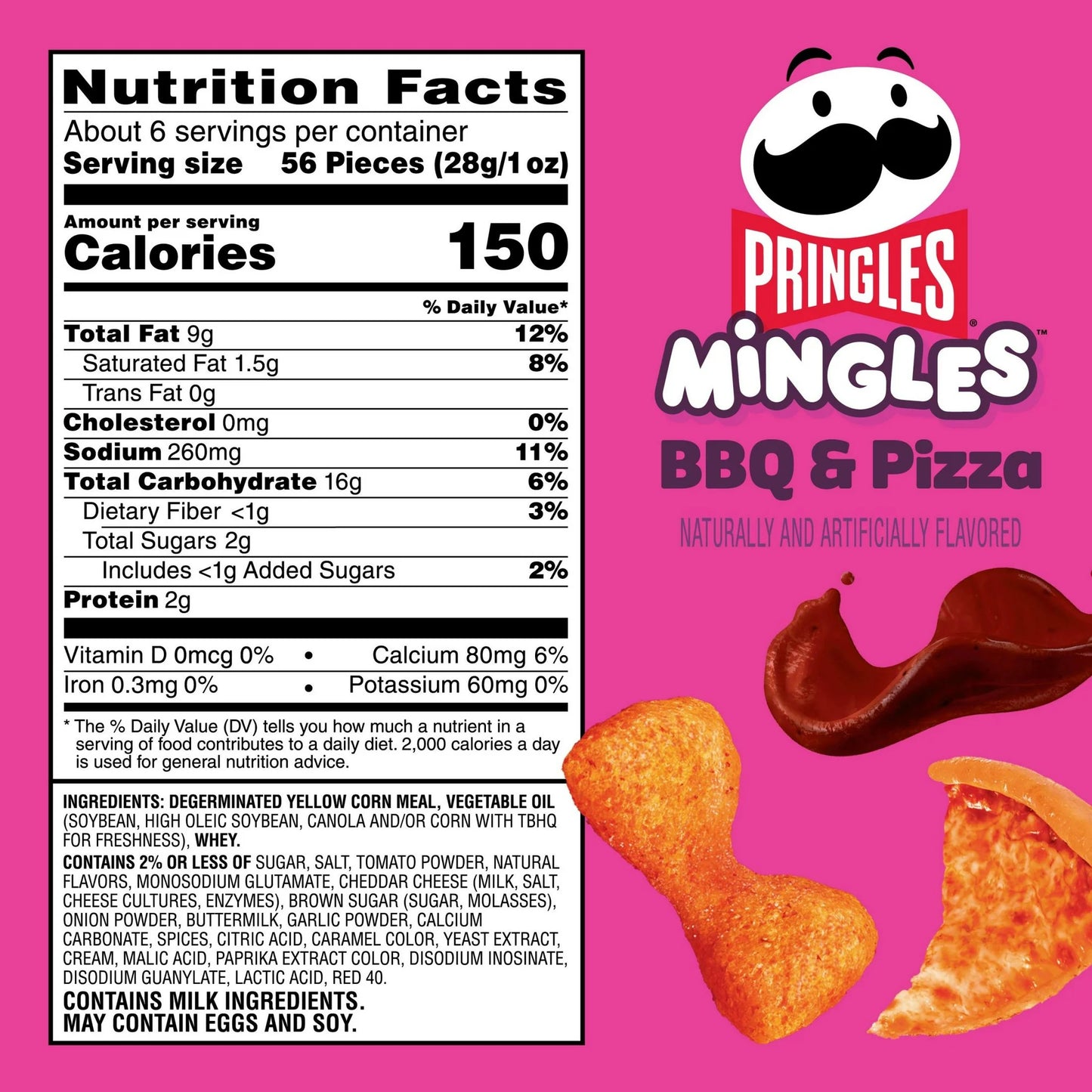 Pringles Mingles BBQ and Pizza Puffed Snacks, Gluten free, Salty Snacks, 5.5 oz