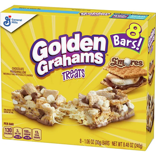 Golden Grahams Breakfast Cereal Treat Bars, S'mores, Snack Bars, 8.48 oz, 8 ct