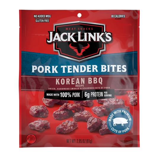 Jack Link's BBQ Pork Tender Bites Korean BBQ , 2.85oz bag, 100% Pork