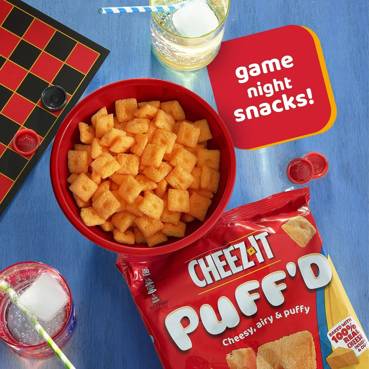 Cheez-It Puff'd Double Cheese Cheesy Baked Snacks, Puffed Snack Crackers, 5.75 oz