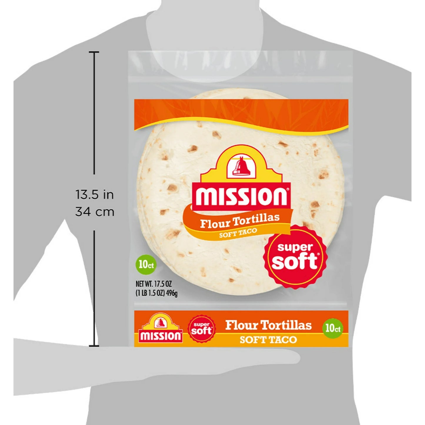 Mission Super Soft Flour Tortillas, Soft Taco Size, 10 Count, 1LB 1.5oz