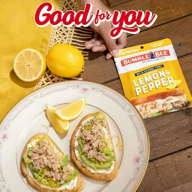 Bumble Bee Lemon & Pepper Seasoned Tuna, Ready to Eat Pouch, 17g of Protein per Serving, 2.5 Ounce