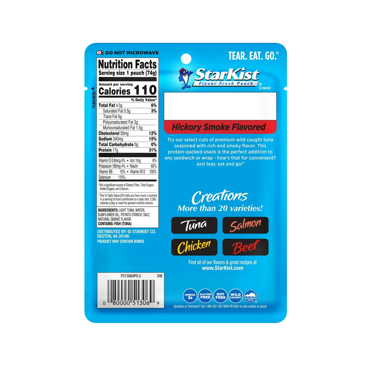 StarKist Tuna Creations® Hickory Smoked - Net Wt. 2.6oz Pouch - seafood