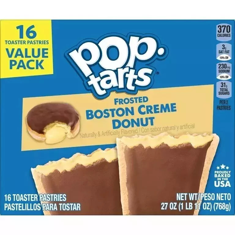 Pop-Tarts Frosted Boston Creme Donut Toaster Pastries, Breakfast Foods, Shelf-Stable,1 lb 11oz (16 Count)