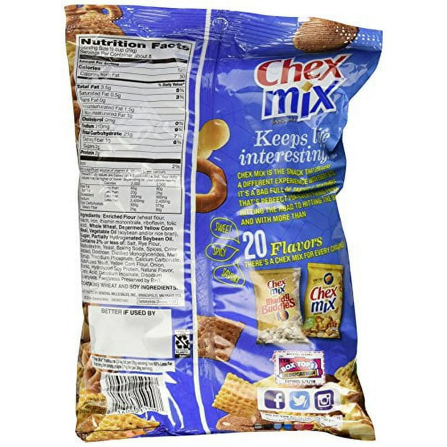 Chex Mix Snack Mix, Traditional, Savory Snack Bag, 8.75 oz