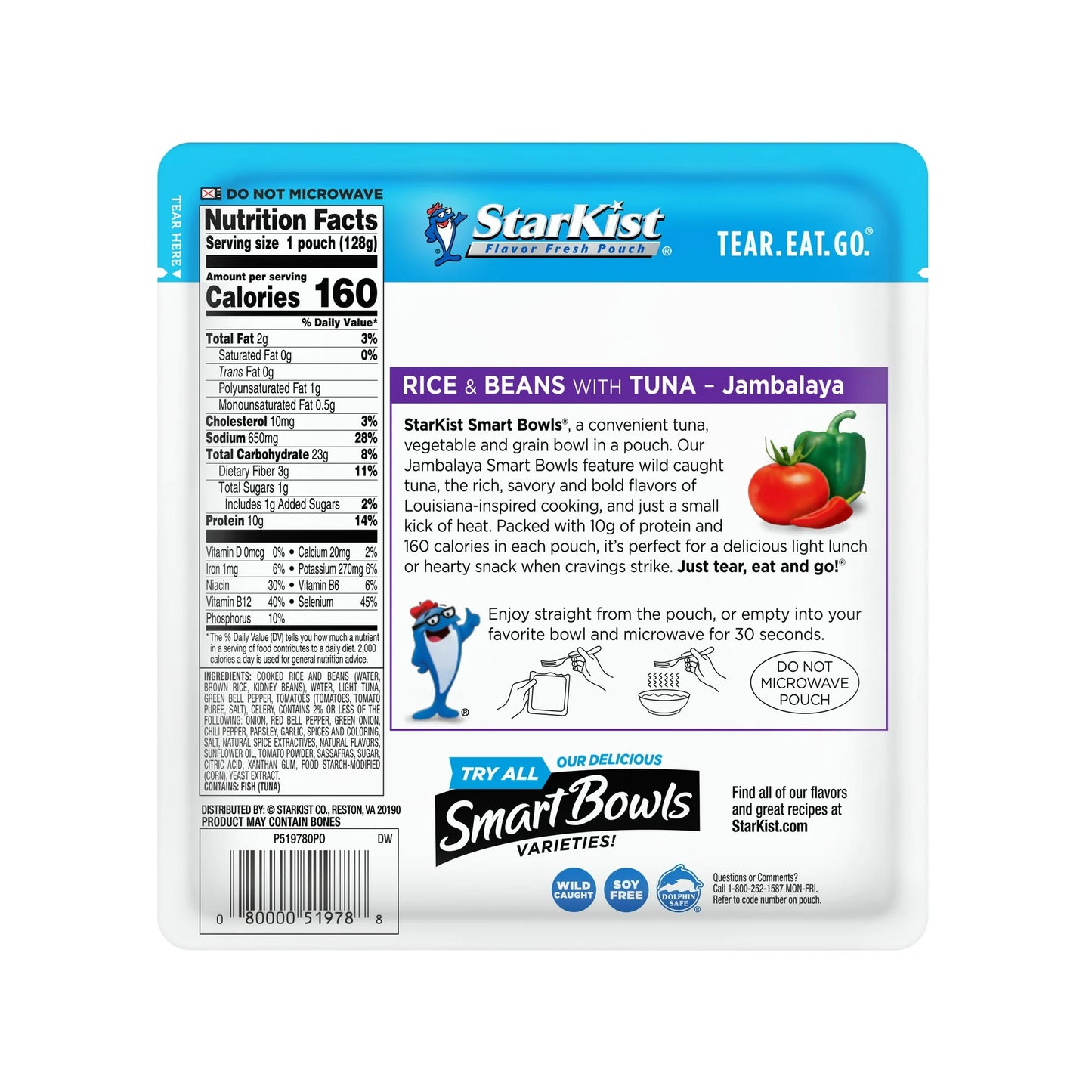 StarKist Smart Bowls Tuna, Jambalaya, 4.5 oz Pouch