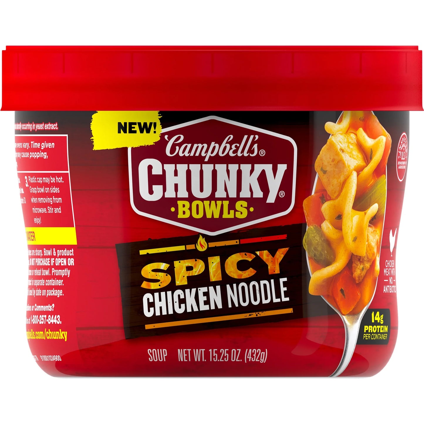 Campbell’s Chunky Soup, Spicy Chicken Noodle Soup, 15.25 oz Microwavable Bowl