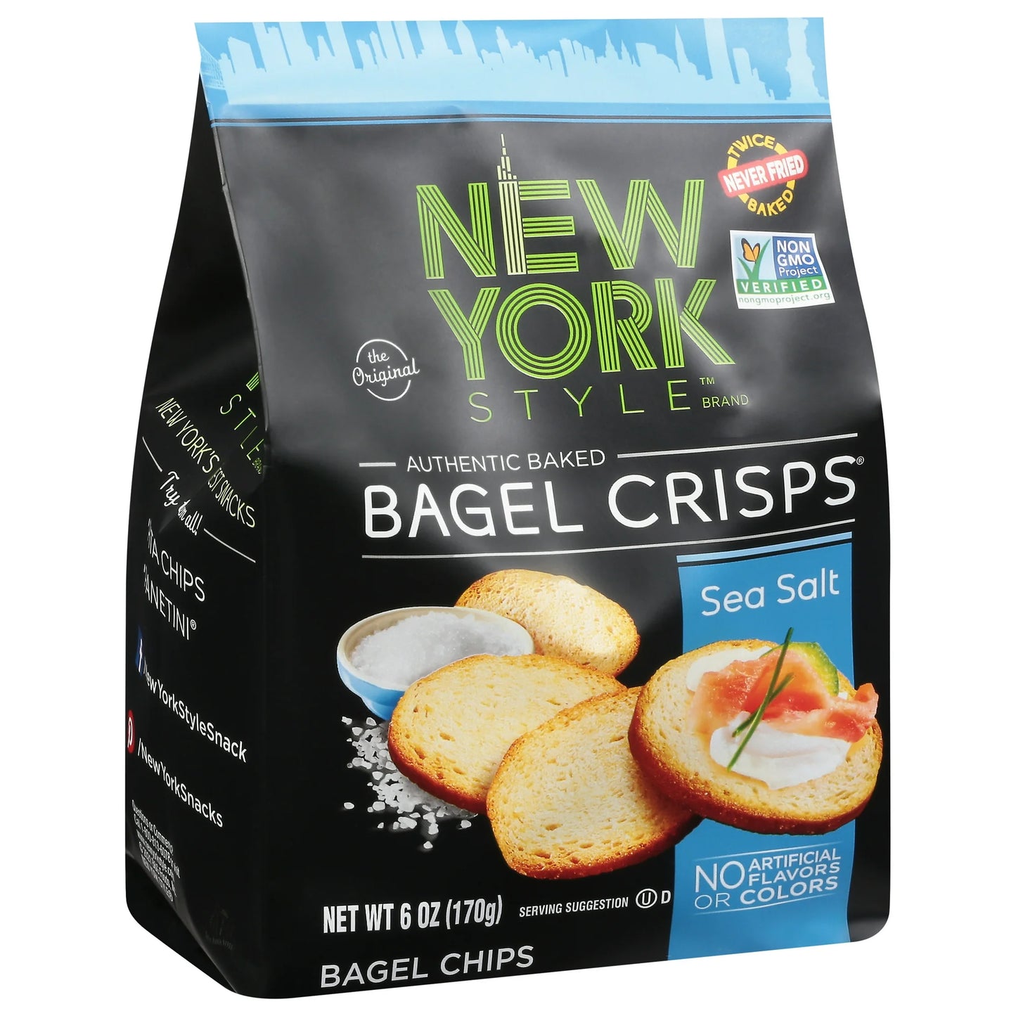 New York Style Sea Salt Bagel Crisps, Bagel Chips, 6 oz