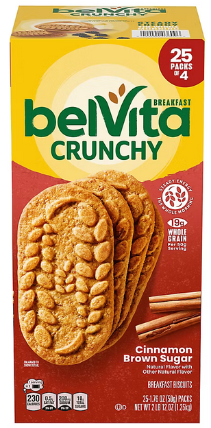 BELVITA CINNAMON BROWN SUGAR BREAKFAST BISCUITS 44oz (25 PACKS)