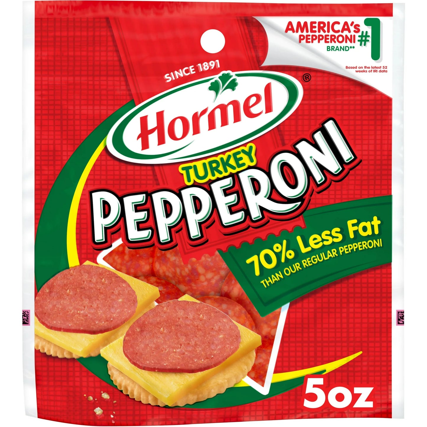 HORMEL, Turkey Pepperoni, Pizza Topping, Gluten Free, Original, Refrigerated, 5 Oz Bag