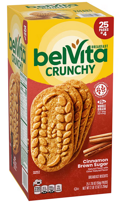 BELVITA CINNAMON BROWN SUGAR BREAKFAST BISCUITS 44oz (25 PACKS)