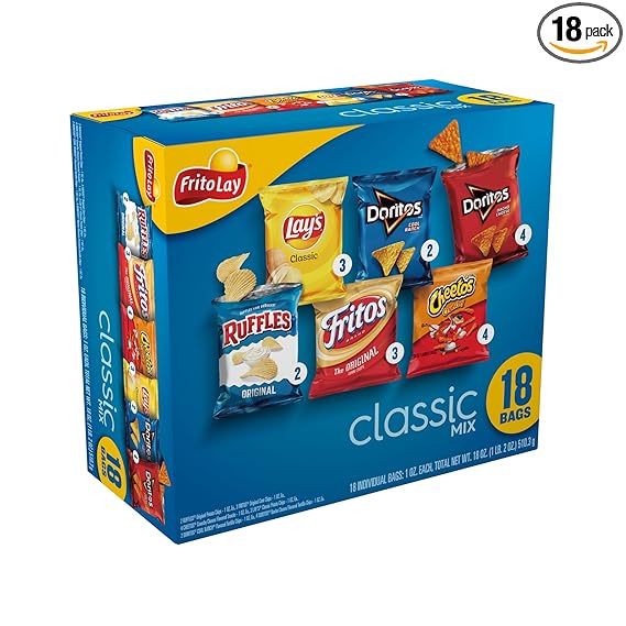 Frito Lay Classic Mix Chips Variety Pack, 4oz, 18 Count