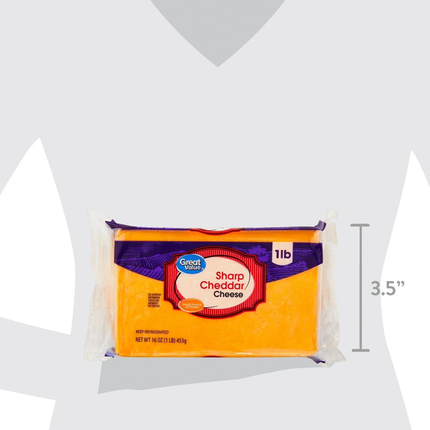 Great Value Block Sharp Cheddar Cheese, 16oz