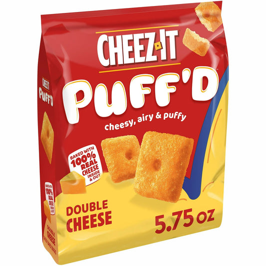 Cheez-It Puff'd Double Cheese Cheesy Baked Snacks, Puffed Snack Crackers, 5.75 oz