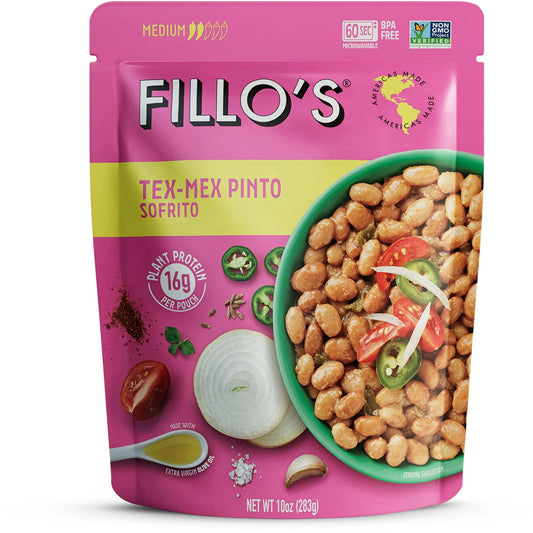 FILLO'S Tex Mex Pinto Beans Medium Spice - Single Pouch, 10 oz