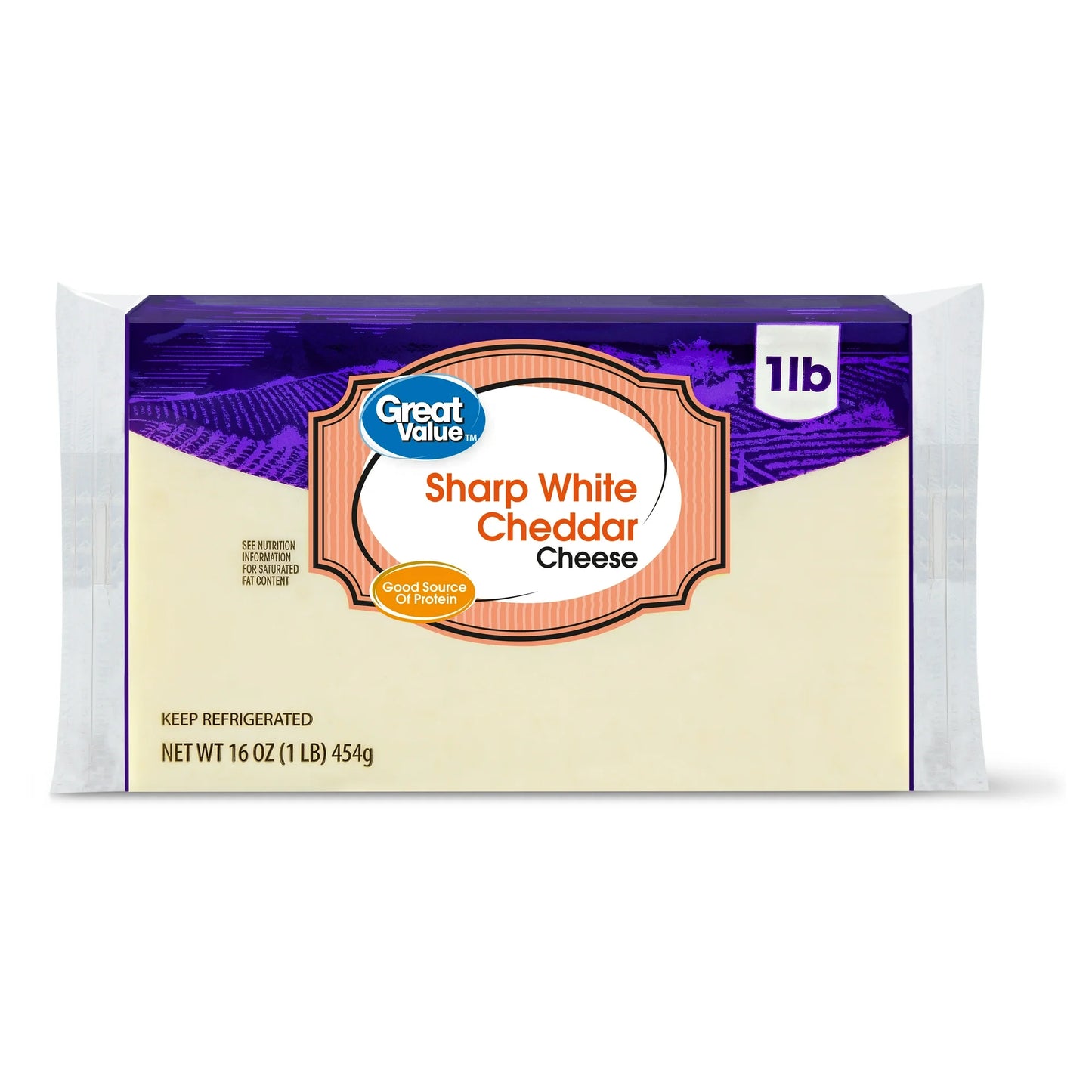 Great Value Block Sharp White Cheddar Cheese, 16oz