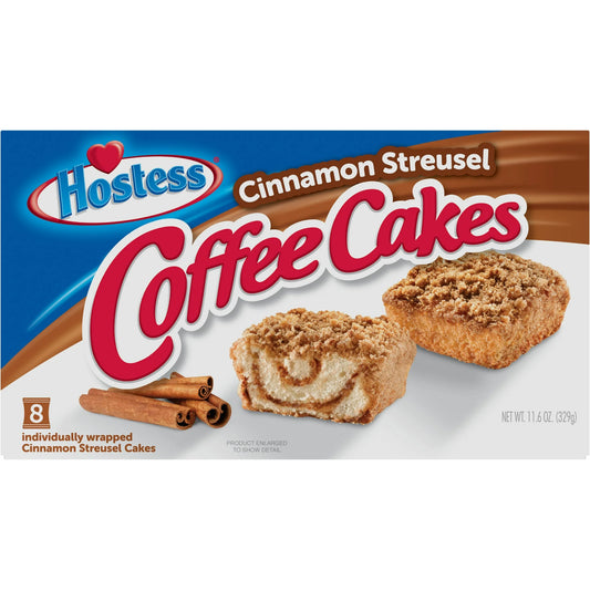 HOSTESS Cinnamon Coffee Cake, Topped with Streusel, Individually Wrapped, 8 Count, 11.6 oz