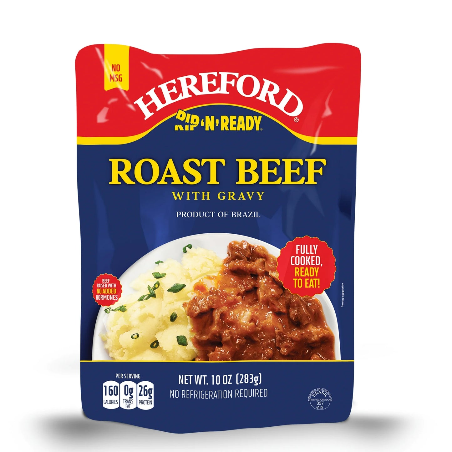 Hereford Fully Cooked Roast Beef with Gravy, Shelf Stable Pouch, 10 oz