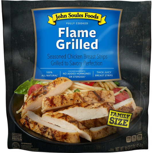 John Soules Foods, Fresh Flame Grilled Chicken Breast Strips, Family Size, 16oz