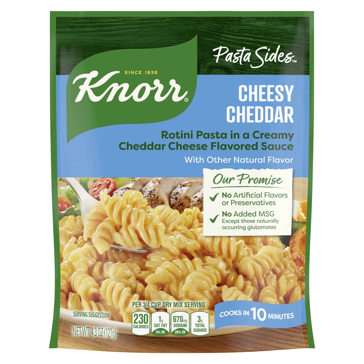 Knorr Pasta Sides Cheesy Cheddar Rotini No Artificial Flavors, No Preservatives, No Added MSG 4.3 oz