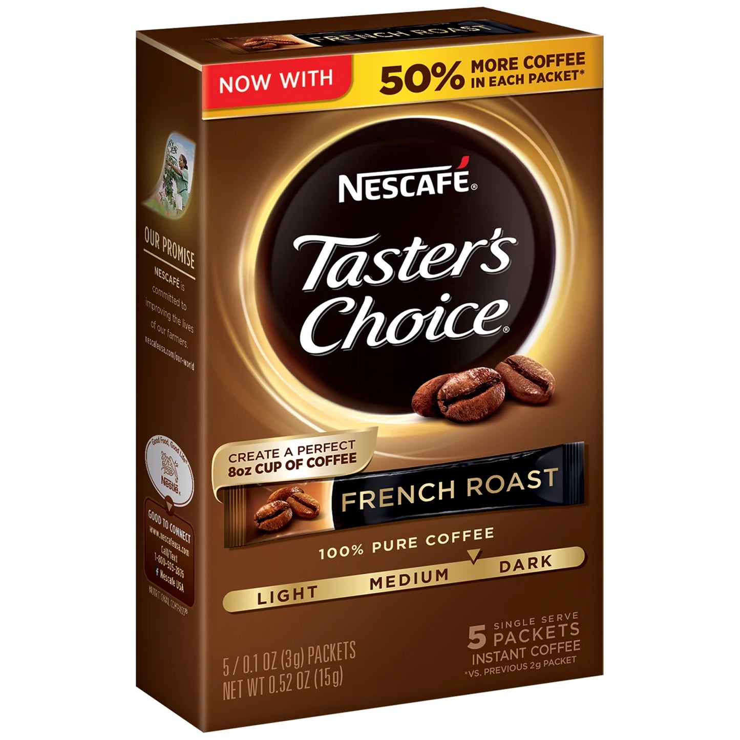 Nescafe Taster's Choice french 5 piece Roast Instant Coffee single serve sticks, 0.52oz, 5ct