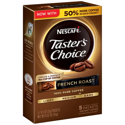 Nescafe Taster's Choice french 5 piece Roast Instant Coffee single serve sticks, 0.52oz, 5ct