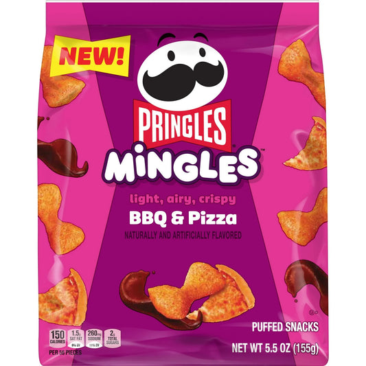 Pringles Mingles BBQ and Pizza Puffed Snacks, Gluten free, Salty Snacks, 5.5 oz