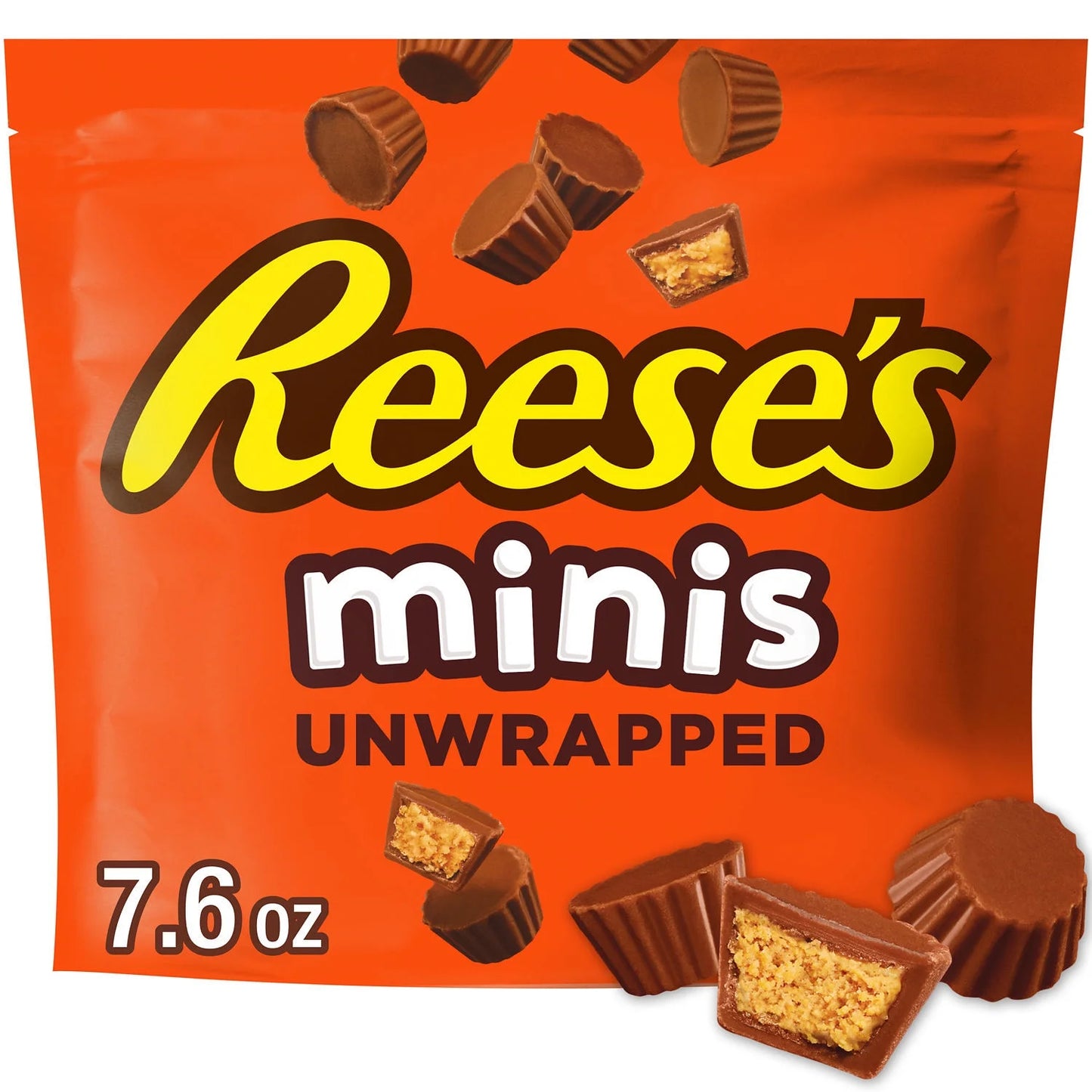 Reese's Minis Milk Chocolate Unwrapped Peanut Butter Cups Candy, Bag 7.6oz