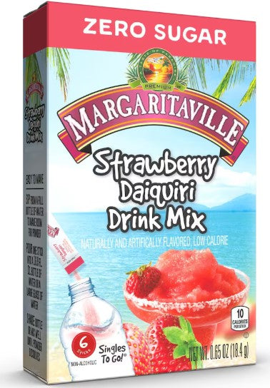 Margaritaville Strawberry Daiquiri Sugar-Free Singles To-Go Drink Mix, 0.70oz 6 ct.