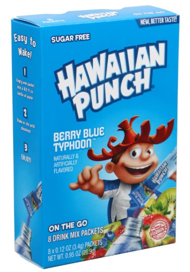 Hawaiian Punch Berry Blue Typhoon Sugar Free Powdermix Drink Mix, 0.95oz 8-ct. Packs