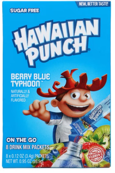 Hawaiian Punch Berry Blue Typhoon Sugar Free Powdermix Drink Mix, 0.95oz 8-ct. Packs