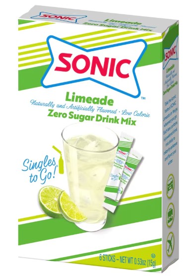 Sonic Singles to Go Limeade Drink Mix, 0.53oz 6-ct. Box