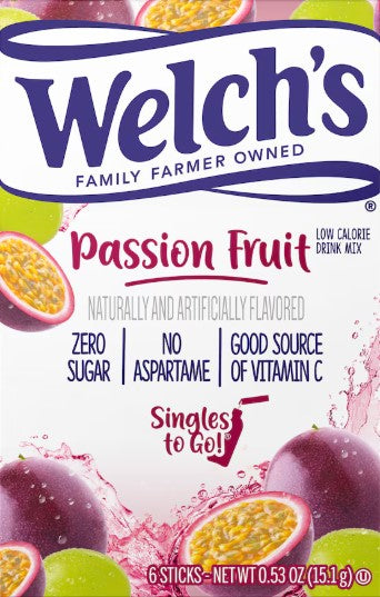 Welch's Passion Fruit Singles To-Go Low-Calorie Drink Mix, 0.53oz 6 ct.