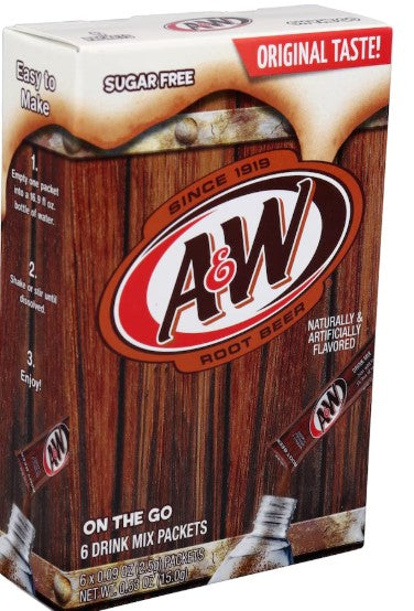 Sugar Free A&W Rootbeer Powder Mix, 0.53oz 6-ct. Packs