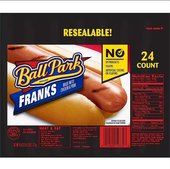 Ball Park Classic Franks, 24 ct. 2lbs, 13oz