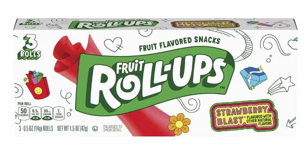 Fruit Roll-Ups Strawberry Blast, 3-ct. Pouches, 1.5 oz