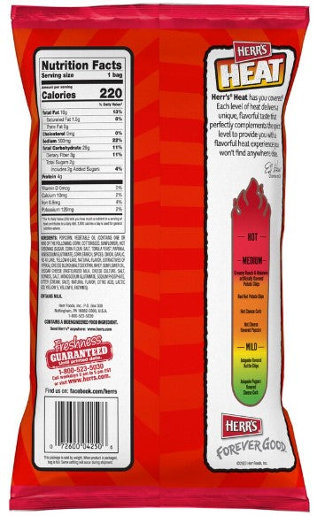 Herr's Hot Cheese Flavored Popcorn, 1.6 oz.