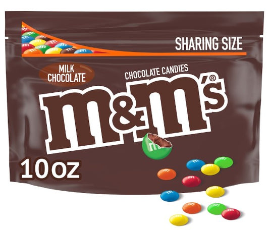 M&M'S Milk Chocolate Candy Sharing-Size Resealable Bags, 10 oz.