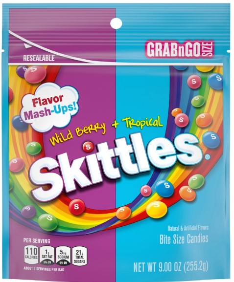 Skittles Wild Berry and Tropical Chewy Candy Flavor Mashups, 9-oz. Bag