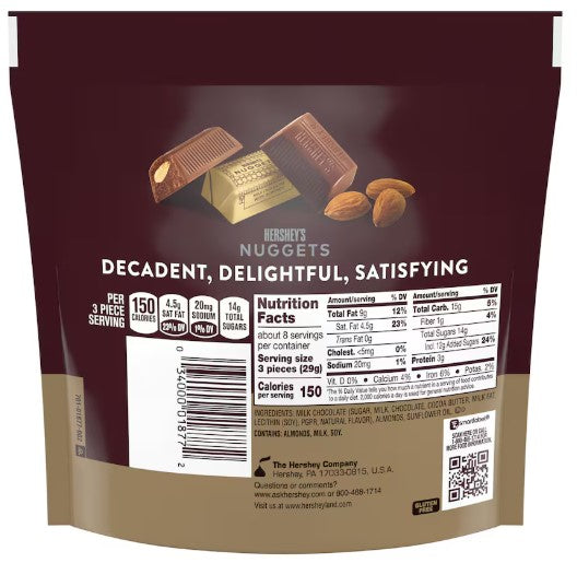 Hershey’s Nuggets Milk Chocolate with Almonds Candy, 7.7-oz. Bag