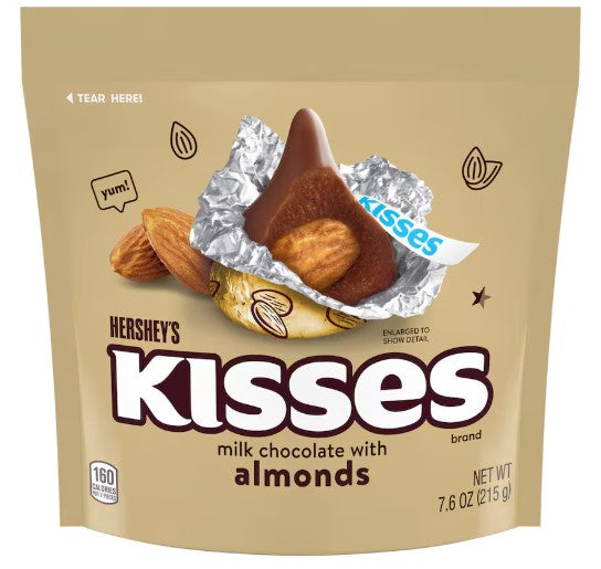 Hershey’s Kisses Milk Chocolate with Almonds Candy, 7.6-oz Bag