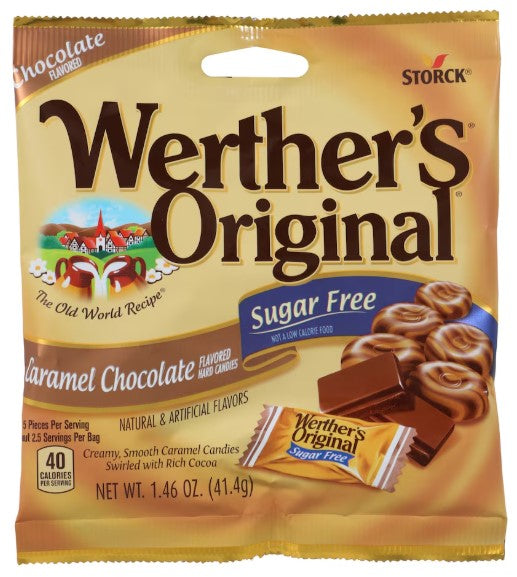 Werther's Original Sugar Free Caramel Chocolate Hard Candies, 1.46-oz. Bags