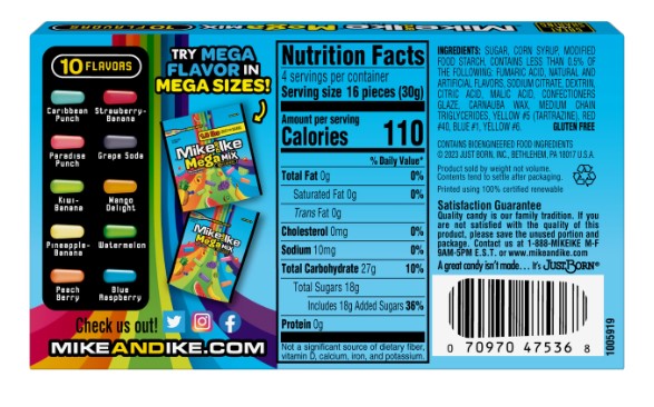 Mike and Ike Candy - Mega Mix, 4.25 oz.