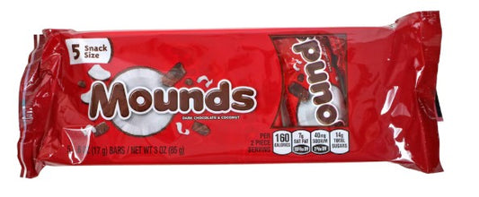 Mounds Dark Chocolate and Coconut Snack Size Candy Bars, 3 oz, 5-ct. Packs