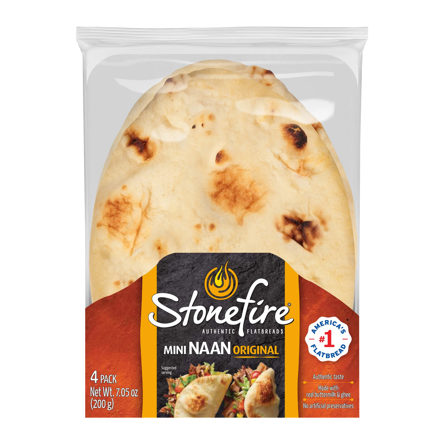 Stonefire Original Mini Naan, 7.05 oz, 4 Count