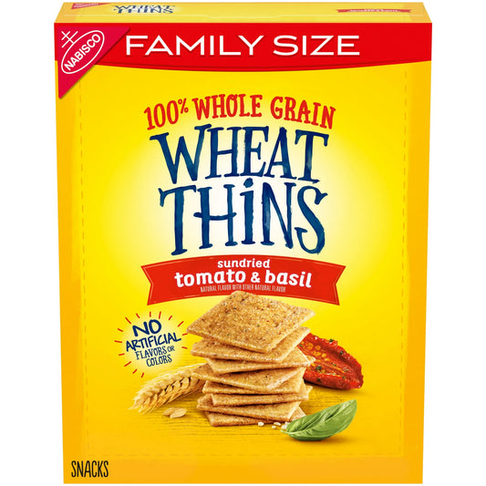 Nabisco Wheat Thins Tomato & Basil Whole Grain Wheat Crackers, Family Size, 13 oz